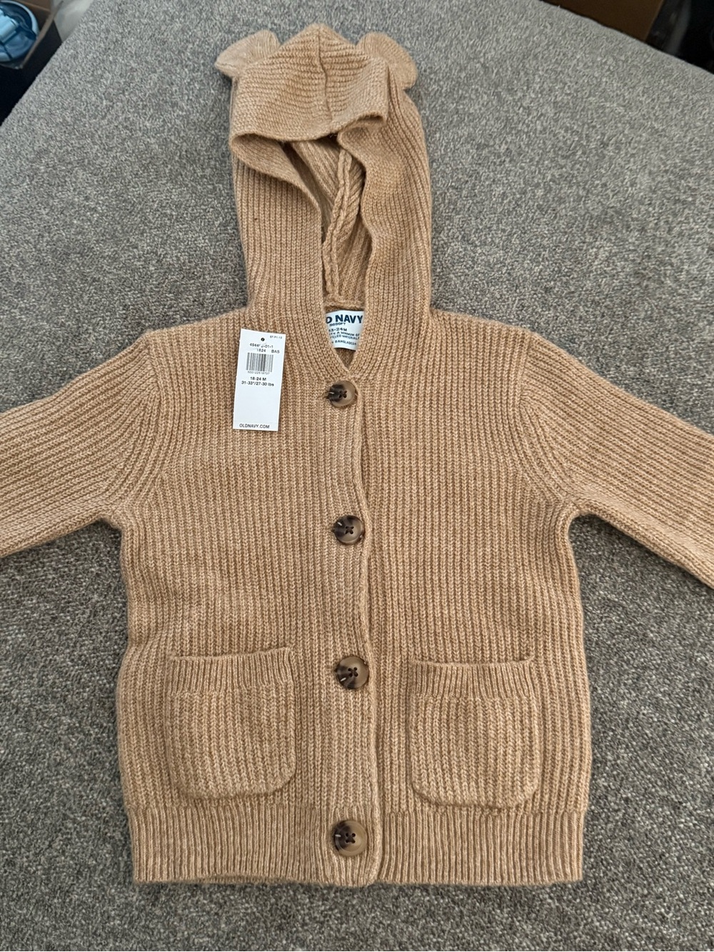 Old Navy Camel Hooded Knit Cardigan with Ears